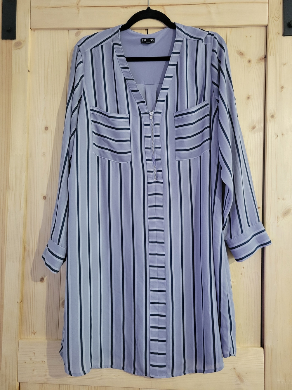 Express Light Blue and Navy Striped Tunic